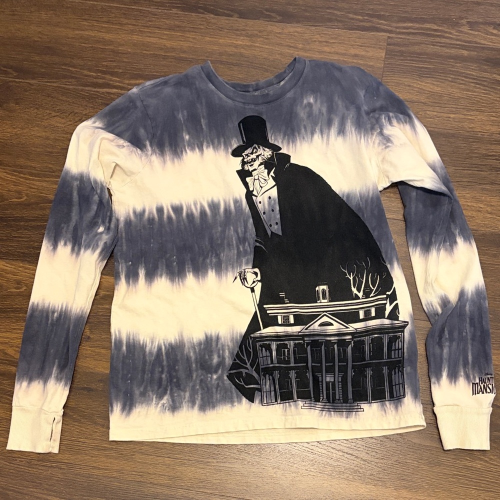 Disney Parks Haunted Mansion Tie-Dye Long-Sleeve Shirt - Black & Cream